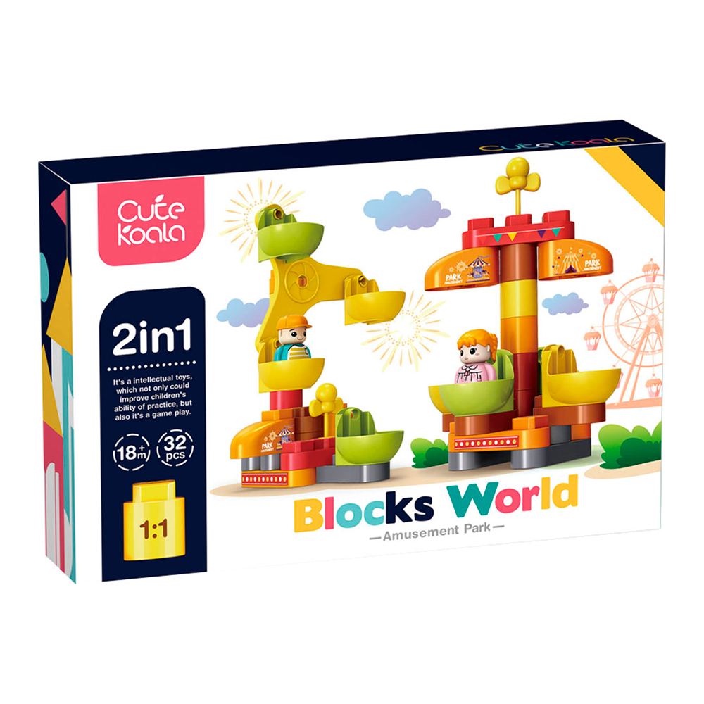 BLOCKS WORLD PARQUE DE DIVERSIONES 2 EN 1- CUTE KOALA - IRION Juguetería - BLOCKS WORLD PARQUE DE DIVERSIONES 2 EN 1- CUTE KOALA - IRION Juguetería -